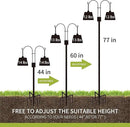 XDW-GIFTS Double Shepherds Hooks for Outdoor, 2-Pack Heavy Duty Garden Pole for Hanging Bird Feeder, Plant Baskets, Solar Light Lanterns, Garden Plant Hanger Stands with 5 Base Prongs by GreenHaven Gardens