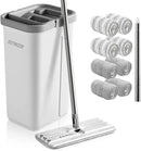 JOYMOOP Mop and Bucket with Wringer Set, Hands Free Flat Floor Mop and Bucket, with 8 Washable Microfiber Pads, Wet and Dry Use, Floor Cleaning System by CozyNest Decor