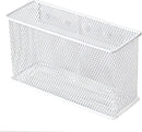 White Magnetic Basket, Magnetic Shelf Pencil Holder for Refrigerator, Wire Mesh Magnetic Bin, Magnetic Organizer Whiteboard Desktop Storage, 6.29"x2.28"x3.54" by CozyNest Decor