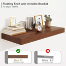 Heimlove 12" Deep Floating Shelves for Wall Shelf Over Toilet Wall Mounted Farmhouse Long 55 inches Set of 1, Farmhouse Shelves with Invisible Brackets for Living Room, Kitchen, Bedroom,Walnut by CozyNest Decor