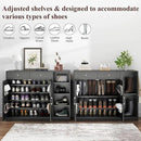 Loomie 5-Tier Shoe Cabinet with 4 Side Cubbies, Farmhouse Shoe Rack Cabinet with 6 Adjustable Shelves & 2 Drawers, Freestanding Shoe Storage Cabinet with 4 Brackets & 2 Hooks for Entryway (Black) by CozyNest Decor