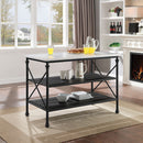 Brahm - Kitchen Island - White Marble Top & Gray