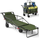 LEVELEVE Heavy Duty Folding Wagon - 2-in-1 Collapsible Cart, 650lb Capacity, All-Terrain Wheels w/Brakes & Side Pockets (Army Green) by GreenHaven Gardens