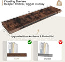 Heimlove 12 Inch Deep Floating Shelves, 48 x 12 inches Long Wall Shelf, Large Display Shelf & Storage Shelf, Rustic Wood Wall Shelves for Fireplace Mantel, Set of 2(Rustic Brown) by CozyNest Decor