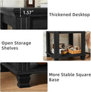 Farmhouse End Table,Large Side Table with 2-Tier Storage Shelf,Rustic Wood End Tables for Living Room,Square Tea Table,Black by CozyNest Decor