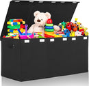Extra Large Toy Box 167L, Sturdy Toy Storage Chest Organizer Bin Baskets with 2 Removable Divider for Boys, Girls, Kids, Nursery, Bedroom, Playroom, 35.5"x17" x17" (Linen Black) by TinyTreasures Baby Boutique
