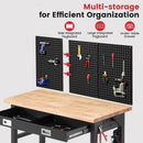 Workbench for Garage with Drawers 48 x 24 Inch Rubberwood Tabletop Work Table with Pegboard, Power Outlets Adjustable Height Work Bench for Woodworking Shop, Home, Office by GreenHaven Gardens