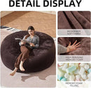 Bean Bag Chair 6Ft, Memory Foam Filled, Large Beanbag Chairs for Adults and Teens, Soft Sofa with Removable Flannel Cover, Round Couch for Living Room Bedroom College Dorm (Brown, 6FT-67×67"×24") by CozyNest Decor