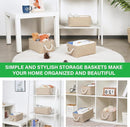 Bidtakay Small Storage Baskets for Shelves 3 Pack Fabric Storage Bins for Organizing Linen Collapsible Organizer for Closet-Flaxen by TinyTreasures Baby Boutique