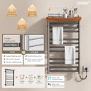 ENZE Heated Towel Rack with Shelf and Wi-Fi App Control, 11 Bars Electric Wall Mounted Towel Warmer with Timer & Adjustable Temperature, Low Carbon Steel, Plug-in/Hardwired, Gray by TinyTreasures Baby Boutique