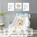 Personalized Nursery Crib Bedding Set: Custom Name Blue Floral 5 Piece Baby Crib Sets with Leopard Theme - Toddler Double Layer Blanket Set, Comfortable Crib Bed Sheets for Baby Grils by TinyTreasures Baby Boutique