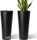 2-Pack 28" Tall Metal Planters - Heavy-Duty Round Flower Pots with Built-in Drainage + Rustic Industrial Finish, All-Climate Deck & Patio Ready Indoor/Outdoor Multi-Scene Garden Vessels by CozyNest Decor