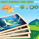 Wooden Dinosaurs Puzzles for Kids Age 3 4 5 Year Old, 4 Pack 24 Pcs Montessori Toddler Jigsaw Puzzles for Girl boy Activities Preschool Learning Educational Birthday Gift Travel Autistic Wooden Toys by TinyTreasures Baby Boutique