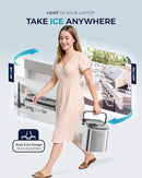 EUHOMY Countertop Ice Maker Machine with Handle, 26lbs Per Day, 9 Ice Cubes Ready in 6 Mins, Auto-Cleaning Portable Ice Maker with Basket and Scoop, for Home/Kitchen/Camping/RV (Silver) by CozyNest Decor