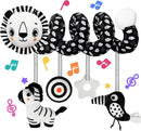 Car Seat Toys for Babies 0-6 Months,Hanging Rattle Toys for Crib Mobile, Baby Spiral Hanging Stroller Black and White High Contrast Toys for Newborn 0 3 6 9 12 Months Baby Boys Girls (Lion) by TinyTreasures Baby Boutique