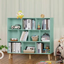LEYAOYAO 10 Cube Bookshelf,3 Tier Modern Wide Bookcase with Legs,Mid-Century Wood Bookshelves Storage,Mint-Green Large Book Case,Freestanding Organizer Display Shelf for Bedroom,Living Room,Office by CozyNest Decor