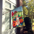 Tabby Cat in Pumpins House Flag 28x40 Porch Sleeve Pole Decorative Outside Yard Banner Artwork Wall Hanging, Polyester