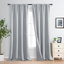 XWZO 100% Blackout Curtains 95 Inches Long with Tiebacks- Rod Pocket Privacy Protection & Noise Blocking Window Draperies with Black Liner for Bedroom/Living Room, Light Grey, W52 x L95, Set of 2 by TinyTreasures Baby Boutique