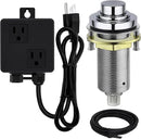 SinkTop Air Switch Kit (Long Full Brass Button) for Disposal, Dual Outlet, (Chrome) by CozyNest Decor