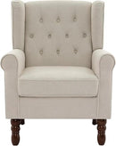 UIXE High Back Accent Chair, Upholstered Armchair in Fabric for Living Room, Retro Wingback Arm Chair Comfy Single Sofa Bedroom Reading Seat with Solid Wood Legs - Beige by CozyNest Decor