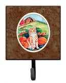 Tabby Cat in Pumpins Leash or Key Holder Wall Hooks, Key Hooks Holder, Coat Rack Wall Mount, Coat Hooks, Hooks for Hanging Keys, Towels, Aprons, Leashes
