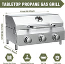 Bestfire 3-Burner Tabletop Gas Grill, 30,000 BTU Portable Propane Grill with Heavy-Duty Thickened Grates & Stainless Steel Knobs, Compact Design&Detachable Legs for Camping, RV, Backyard BBQ by GreenHaven Gardens