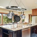 Sorbus® Pot and Pan Rack for Ceiling with Hooks — Decorative Oval Mounted Storage Rack — Multi-Purpose Organizer for Home, Restaurant, Kitchen Cookware, Utensils, Books, Household (Hanging Chrome) by CozyNest Decor