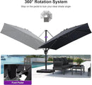 PURPLE LEAF 9.8' X 9.8' Tilting Patio Umbrella with Base Outdoor Cantilever Swivel Square Umbrella with Tilt Aluminum Offset Umbrella with 360-degree Rotation for Garden Deck Pool Patio Grey by GreenHaven Gardens