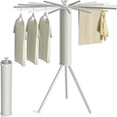 Tripod Clothes Drying Rack, Garment Rack Portable and Foldable Space Saving Laundry Drying Rack - Dryer Rack Clothing Floor Folding Balcony Bedroom Household (Silver(Aluminum), 16 rods) by CozyNest Decor