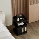 Modern Side Table,Small end Tables for Small Spaces,Black Metal nightstand,Bedside Tables,Accent Table with Storage for Couch, Bedroom,Living Room.No Assembly Required by CozyNest Decor