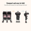 Dream On Me Volgo Twin Umbrella Stroller in Pink, Lightweight Double Stroller for Infant & Toddler, Compact Easy Fold, Large Storage Basket, Large and Adjustable Canopy by TinyTreasures Baby Boutique