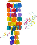 Bellaa 22890 Wind Chimes Outdoor, Garden Decorations, Musical, Indoor/Outside Windchimes, Beach, Ocean Breeze, Gifts for Mom, Gift for All Occasions, Capiz Sea Glass Shells Wood 27 inch Rainbow by CozyNest Decor