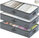 6-Inch Under Bed Organizer, Under Bed Storage Container, Under Crib/Couch Storage, Underbed Storage Box for Seasonal Clothing, Sweaters, Shoes, Blankets, Wrapping Paper & Toys 33" L×17" W×6" H by CozyNest Decor