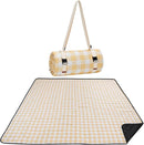 Picnic Blanket, 80''x80'' Waterproof Outdoor Blankets, Picnic Mat Washable for Beach, Picnic Blankets for Camping on Grass with Shoulder Strap - Yellow & White by TinyTreasures Baby Boutique