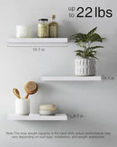 BAYKA Floating Shelves for Wall – Rustic Wood Wall Shelves with Metal Brackets for Bathroom, Bedroom, Kitchen, or Living Room Decor – White, Set of 3, Sturdy Storage with 22lb Capacity by CozyNest Decor