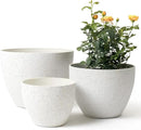 LA JOLIE MUSE 14.2/11.3/8.6 Inch Planters,Indoor/Outdoor White Planters Set of 3,Plant Container with Drain Holes,Flower Pots for Patio and Deck by GreenHaven Gardens