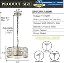 12” 3-Light Modern Crystal Chandeliers Nickel Dinning Room Light Fixture, Round Pendant Light Kitchen Island Chandelier, Flush Mount Ceiling Light for Living Room Entryway Bedroom Foyer by CozyNest Decor