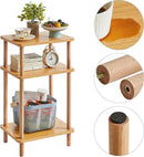 IBUYKE 3-Tier Side Table, Solid Wood Tall End Table with Storage Shelves, Nightstand Bedside Table for Living Room Bedroom Office, No-Tool Assembly, Natural UWST003N by CozyNest Decor