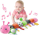 LIGHTDESIRE Baby Toys Musical Caterpillar,Infant Toys Stuffed Animals with Mirror,Ruler Design,Pull String&Rattles,Sensory Toy for Tummy Time Boy Girl Newborn Gifts 3 6 12 Months(Rose Pink,Knot Limb) by TinyTreasures Baby Boutique
