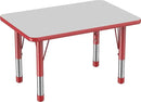 FDP Rectangle Activity School and Classroom Kids Table (24 x 36 inch), Chunky Toddler Leg, Adjustable Height 15-24 inches - Gray Top and Red Edge by CozyNest Decor