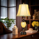 27'' High Vintage Table Lamp Set of 2 for Living Room Farmhouse Bedside Lamp with Fabric Shades Boho Nightstand Lamp with USB and Nightlight for Bedroom Home Office Hotel Bar (Bulb Included) by CozyNest Decor