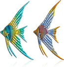 LIFFY Metal Fish Wall art Decor Beach Wall Decor Angelfish Art Sculpture Hanging for Outdoor Ocean Beach Sea Pool Decorations(Pair of Angelfish) by GreenHaven Gardens