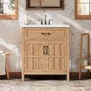 Bathroom Vanity With Sink, Adjustable Shelf & Door Organizers - Walnut by HouseOfZazla