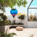 Starsoul 2 PC Blue Hot Air Balloon Solar Lantern Glass Solar Hot Air Balloon Flickering Flame Hanging Garden Light Waterproof Garden Yard Farmhouse Decor by GreenHaven Gardens