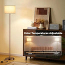 Ambimall Floor Lamps for Living Room with Remote Control and Stepless Dimmable Colors Temperature & Brightness, 9W Bulb Included(Beige Lampshade & Brown Pole) by CozyNest Decor