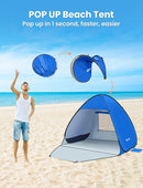 Glymnis Pop Up Beach Tent Beach Shade Tent for 1-4 Persons Sun Shelter UPF 50+ Enclose Zipper Door Portable Easy Up Beach Tent by TinyTreasures Baby Boutique