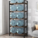 5 Tier Bookshelf Rustic Solid Wood Industrial Style Bookcase,Metal and Real Wood Vintage Bookshelf,Book Shelves Home Office, Retro Brown,Dark Matching credenza(LZ01-05tier) (5Tiers) by CozyNest Decor