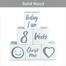 I'm Solid Wood Weekly Monthly Yearly Baby Milestone Age Blocks, Gender Neutral, Newborn Gifts & Keepsakes for Picture Props (6 Pcs/White) by TinyTreasures Baby Boutique