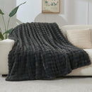NEWCOSPLAY Faux Fur Twin Blanket Grey Bubble Blanket Thick Warm Soft for Couch Sofa Bed 550GSM (Grey, Twin(60"x80")) by CozyNest Decor