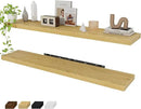 Fun Memories 55 Inch Floating Shelves for Wall 2 Pack Shelves for Bedroom|Kitchen|Bathroom 55 x 9.3 Inch Wood Floating Shelf with Invisible Brackets for Books|Storage|Decor, Oak by CozyNest Decor